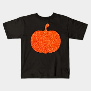 Bright Orange Faux Glitter Halloween Pumpkin Kids T-Shirt